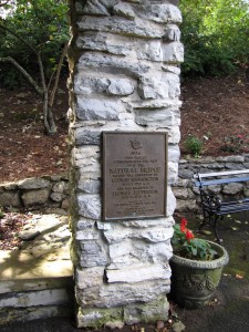 a plaque on a white pillar: George Washington surveyed the patent 1750, granted to Thomas Jeffersn 1774
