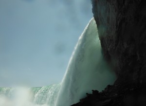 a side view of a waterfall