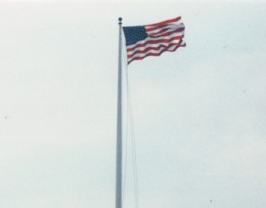 U.S. flag flutters in the wind